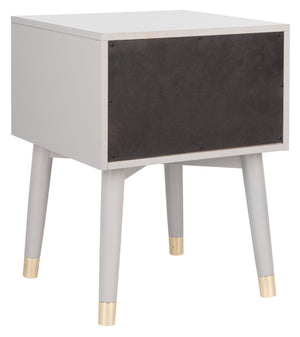 Safavieh Lyla Mid-Century Modern Nightstand With Two Drawers, Vintage Italian Design For Stylish Storage Grey/Gold FOX6234F