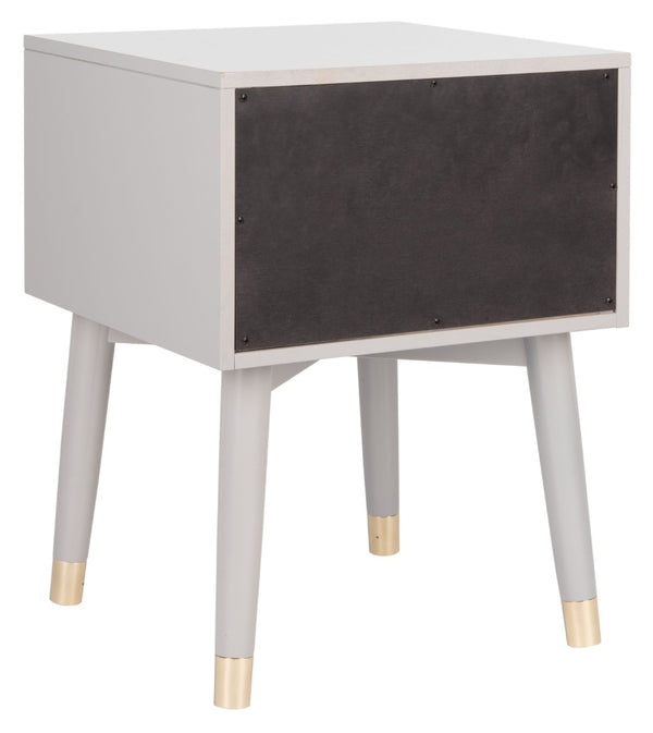 Safavieh Lyla Mid-Century Modern Nightstand With Two Drawers, Vintage Italian Design For Stylish Storage Grey/Gold FOX6234F