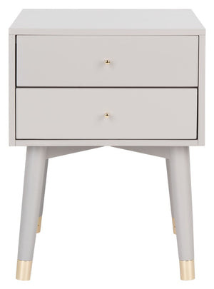 Safavieh Lyla Mid-Century Modern Nightstand With Two Drawers, Vintage Italian Design For Stylish Storage Grey/Gold FOX6234F
