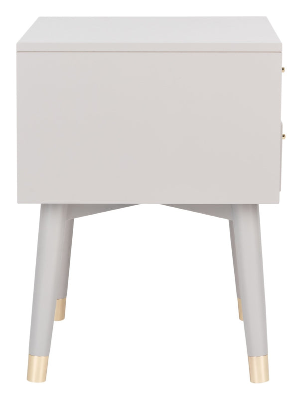 Safavieh Lyla Mid-Century Modern Nightstand With Two Drawers, Vintage Italian Design For Stylish Storage Grey/Gold FOX6234F