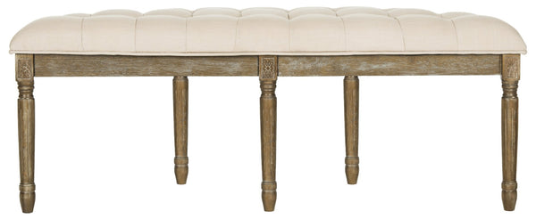 Safavieh Abilene Elegant Semicircle Bench - Classic French Design For Entryway Or Living Space Accent Furniture Beige/Rustic Oak FOX6238A