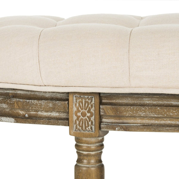 Safavieh Abilene Elegant Semicircle Bench - Classic French Design For Entryway Or Living Space Accent Furniture Beige/Rustic Oak FOX6238A