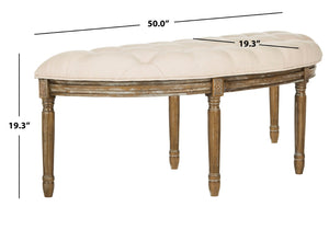 Safavieh Abilene Elegant Semicircle Bench - Classic French Design For Entryway Or Living Space Accent Furniture Beige/Rustic Oak FOX6238A
