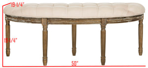 Safavieh Abilene Elegant Semicircle Bench - Classic French Design For Entryway Or Living Space Accent Furniture Beige/Rustic Oak FOX6238A