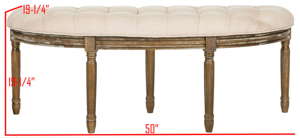 Safavieh Abilene Elegant Semicircle Bench - Classic French Design For Entryway Or Living Space Accent Furniture Beige/Rustic Oak FOX6238A