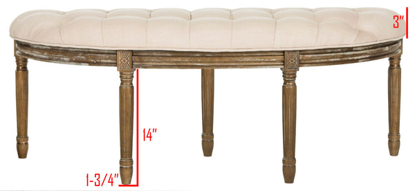 Safavieh Abilene Elegant Semicircle Bench - Classic French Design For Entryway Or Living Space Accent Furniture Beige/Rustic Oak FOX6238A