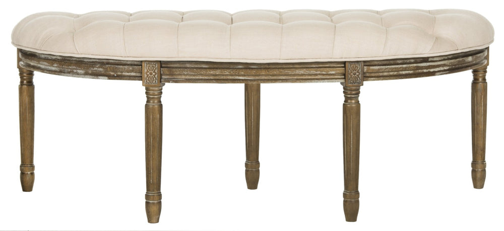 Safavieh Abilene Elegant Semicircle Bench - Classic French Design For Entryway Or Living Space Accent Furniture Beige/Rustic Oak FOX6238A