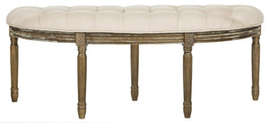Safavieh Abilene Elegant Semicircle Bench - Classic French Design For Entryway Or Living Space Accent Furniture Beige/Rustic Oak FOX6238A