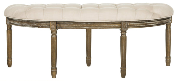 Safavieh Abilene Elegant Semicircle Bench - Classic French Design For Entryway Or Living Space Accent Furniture Beige/Rustic Oak FOX6238A