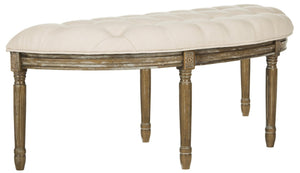 Safavieh Abilene Elegant Semicircle Bench - Classic French Design For Entryway Or Living Space Accent Furniture Beige/Rustic Oak FOX6238A
