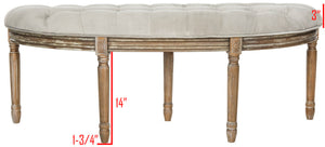 Safavieh Abilene Elegant Semicircle Bench - Classic French Design For Entryway Or Living Space Accent Furniture Grey Velvet/Rustic Oak FOX6238B