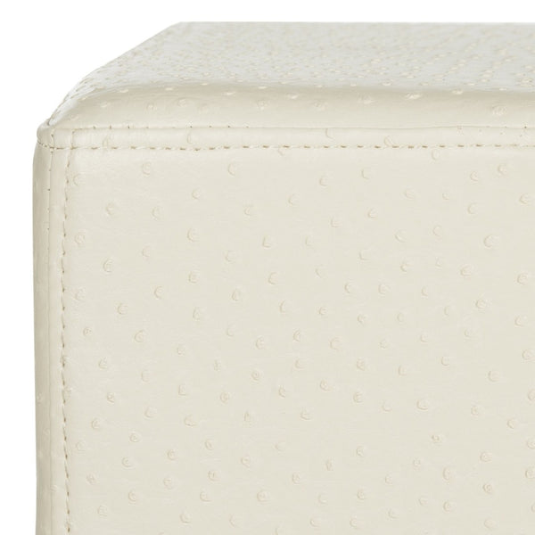 Safavieh Julian Elegant Tray Ottoman Coffee Table With Plush Upholstery And Removable Metal Tray Design Cream/Gold FOX6243A