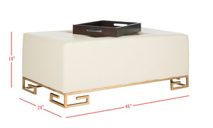 Safavieh Julian Elegant Tray Ottoman Coffee Table With Plush Upholstery And Removable Metal Tray Design Cream/Gold FOX6243A