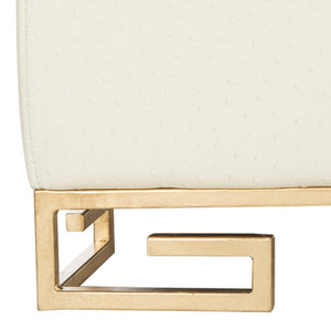 Safavieh Julian Elegant Tray Ottoman Coffee Table With Plush Upholstery And Removable Metal Tray Design Cream/Gold FOX6243A