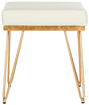 Safavieh Jenine Vegan Ostrich Square Bench - Chic Modern Accent Piece For Entryway, Living Space, Or Bedroom Cream Pu/Gold FOX6248A