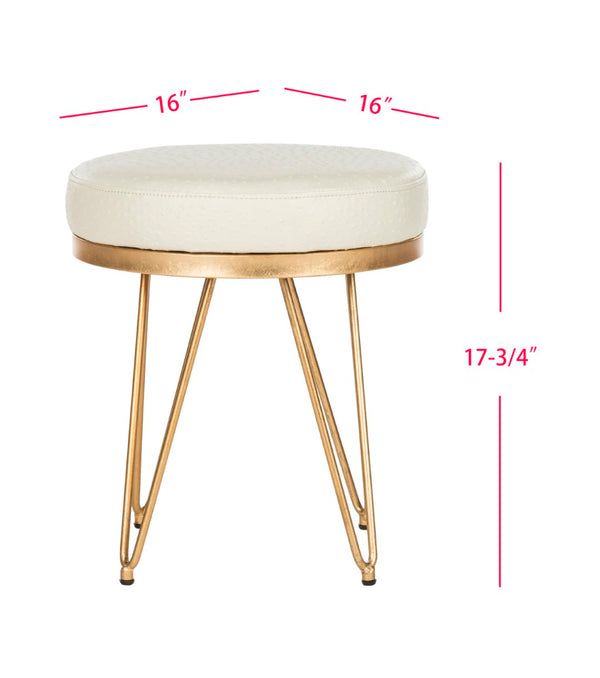 Safavieh Jenine Vegan Ostrich Round Bench - Chic Modern Accent With Luxe Details For Stylish Living Spaces FOX6249A