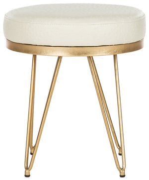 Safavieh Jenine Vegan Ostrich Round Bench - Chic Modern Accent With Luxe Details For Stylish Living Spaces FOX6249A