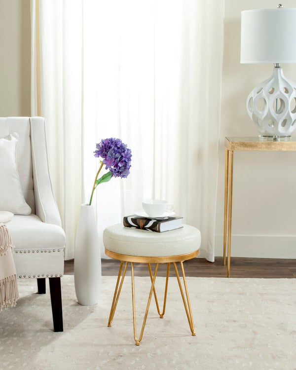 Safavieh Jenine Vegan Ostrich Round Bench - Chic Modern Accent With Luxe Details For Stylish Living Spaces FOX6249A
