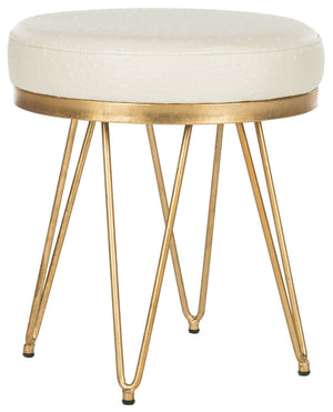 Safavieh Jenine Vegan Ostrich Round Bench - Chic Modern Accent With Luxe Details For Stylish Living Spaces FOX6249A