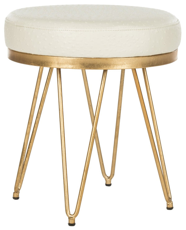 Safavieh Jenine Vegan Ostrich Round Bench - Chic Modern Accent With Luxe Details For Stylish Living Spaces FOX6249A