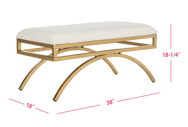 Safavieh Moon Sculptural Linen Bench With Warm Gold Base - Versatile Modern Accent For Any Space FOX6250C
