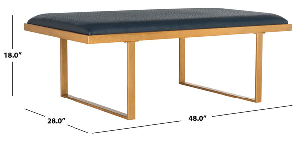 Safavieh Millie Art Deco-Inspired Bench & Coffee Table - Versatile Glamour For Modern Living Spaces Navy/Gold FOX6251B