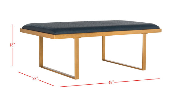 Safavieh Millie Art Deco-Inspired Bench & Coffee Table - Versatile Glamour For Modern Living Spaces Navy/Gold FOX6251B