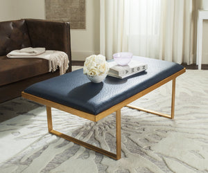Safavieh Millie Art Deco-Inspired Bench & Coffee Table - Versatile Glamour For Modern Living Spaces Navy/Gold FOX6251B