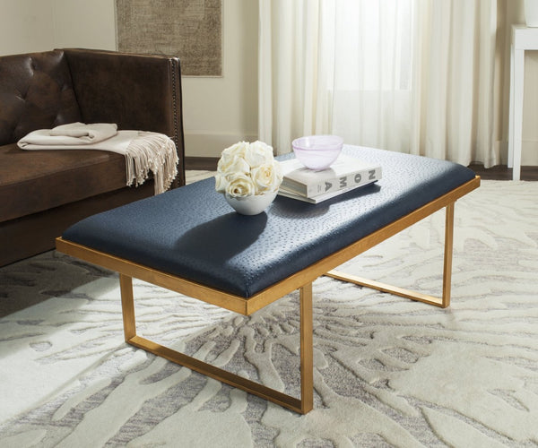 Safavieh Millie Art Deco-Inspired Bench & Coffee Table - Versatile Glamour For Modern Living Spaces Navy/Gold FOX6251B