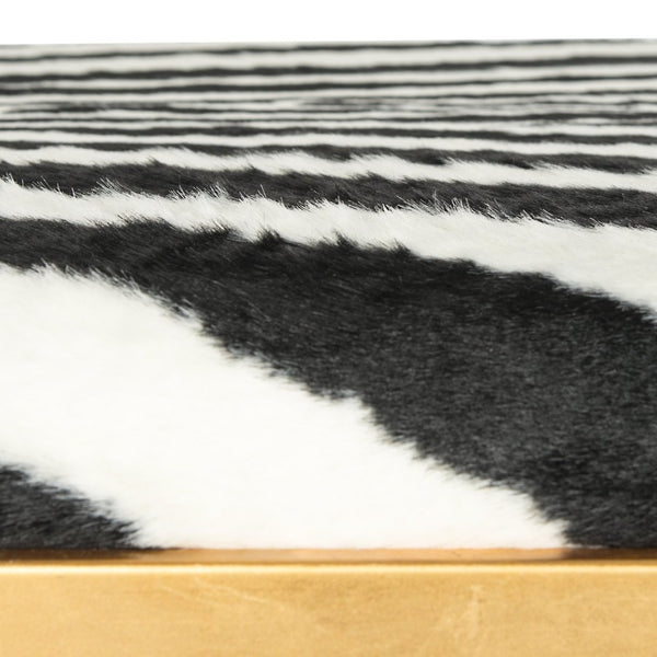 Safavieh Millie Art Deco-Inspired Bench & Coffee Table - Versatile Glamour For Modern Living Spaces Zebra/Gold FOX6251C