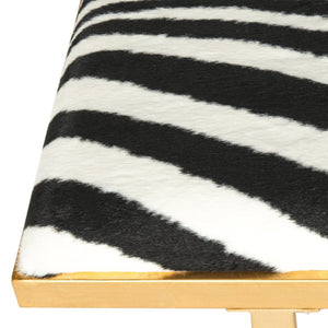Safavieh Millie Art Deco-Inspired Bench & Coffee Table - Versatile Glamour For Modern Living Spaces Zebra/Gold FOX6251C