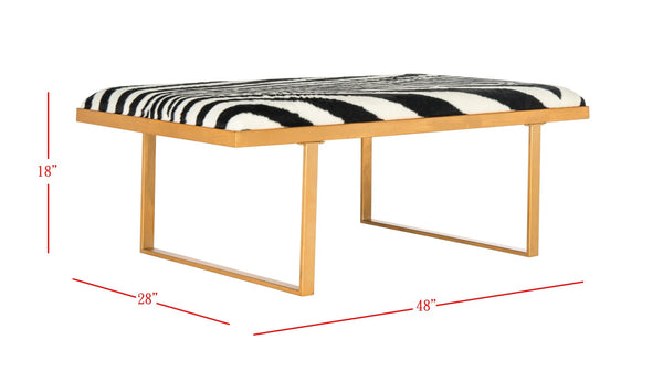 Safavieh Millie Art Deco-Inspired Bench & Coffee Table - Versatile Glamour For Modern Living Spaces Zebra/Gold FOX6251C