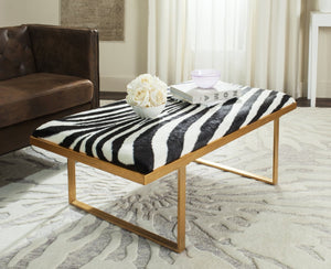 Safavieh Millie Art Deco-Inspired Bench & Coffee Table - Versatile Glamour For Modern Living Spaces Zebra/Gold FOX6251C