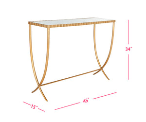 Safavieh Princess Console Table - Elegant Art Nouveau Design With Gold Finish & Mirrored Top For Glam Spaces FOX6256A