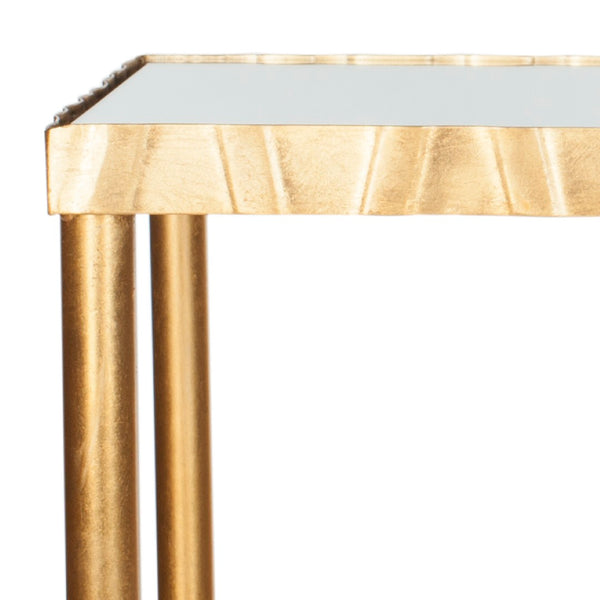 Safavieh Princess Console Table - Elegant Art Nouveau Design With Gold Finish & Mirrored Top For Glam Spaces FOX6256A