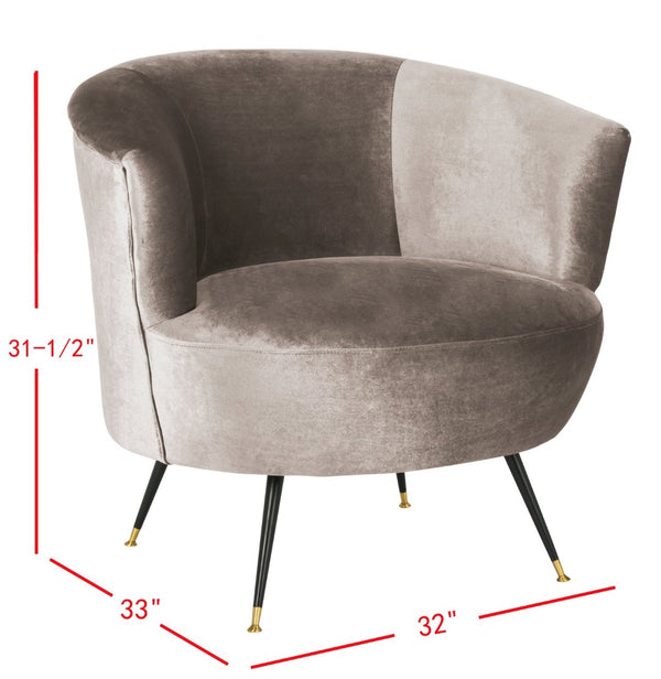 Safavieh Arlette Mid Century Accent Chair - Elegant Retro Tub Design With Gold-Capped Legs For Modern Luxury Hazelwood Velvet FOX6257A