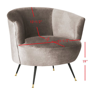 Safavieh Arlette Mid Century Accent Chair - Elegant Retro Tub Design With Gold-Capped Legs For Modern Luxury Hazelwood Velvet FOX6257A