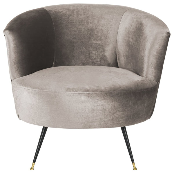 Safavieh Arlette Mid Century Accent Chair - Elegant Retro Tub Design With Gold-Capped Legs For Modern Luxury Hazelwood Velvet FOX6257A