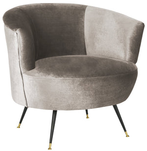Safavieh Arlette Mid Century Accent Chair - Elegant Retro Tub Design With Gold-Capped Legs For Modern Luxury Hazelwood Velvet FOX6257A