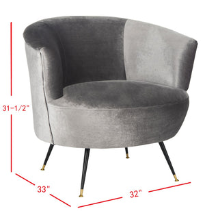 Safavieh Arlette Velvet Retro Mid Century Accent Chair  Grey Velvet FOX6257B