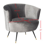 Safavieh Arlette Velvet Retro Mid Century Accent Chair  Grey Velvet FOX6257B