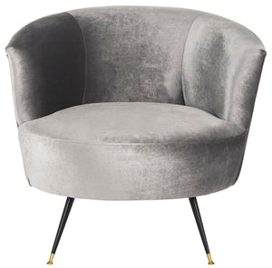 Safavieh Arlette Velvet Retro Mid Century Accent Chair  Grey Velvet FOX6257B