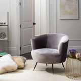 Safavieh Arlette Velvet Retro Mid Century Accent Chair  Grey Velvet FOX6257B