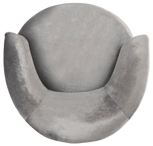 Safavieh Arlette Velvet Retro Mid Century Accent Chair  Grey Velvet FOX6257B