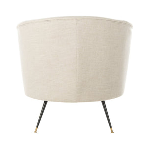 Safavieh Arlette Mid Century Accent Chair - Elegant Retro Tub Design With Gold-Capped Legs For Modern Luxury Light Grey Linen FOX6257C