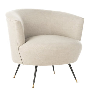 Safavieh Arlette Mid Century Accent Chair - Elegant Retro Tub Design With Gold-Capped Legs For Modern Luxury Light Grey Linen FOX6257C