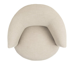 Safavieh Arlette Mid Century Accent Chair - Elegant Retro Tub Design With Gold-Capped Legs For Modern Luxury Light Grey Linen FOX6257C