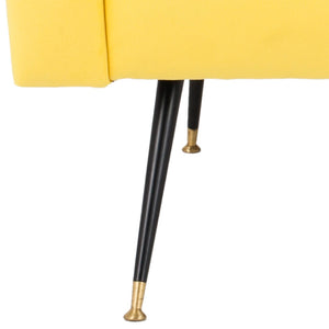 Safavieh Aida Velvet Accent Chair - Retro Mid-Century Modern Design In Chic Yellow With Gold-Capped Legs FOX6258A
