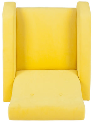 Safavieh Aida Velvet Accent Chair - Retro Mid-Century Modern Design In Chic Yellow With Gold-Capped Legs FOX6258A