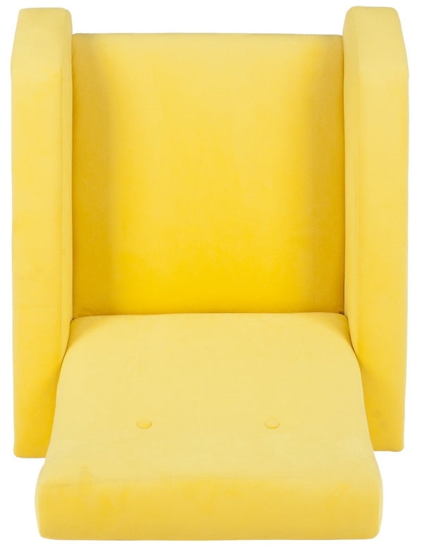 Safavieh Aida Velvet Accent Chair - Retro Mid-Century Modern Design In Chic Yellow With Gold-Capped Legs FOX6258A